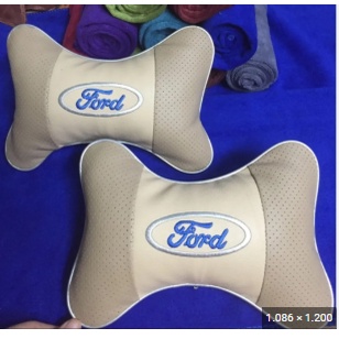 Bộ 02 Gối tựa đầu ô tô loại cao cấp thêu logo hãng xe Ford