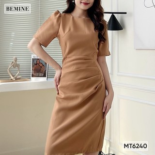 Đầm cổ tròn xếp li eo BEMINE MT6240