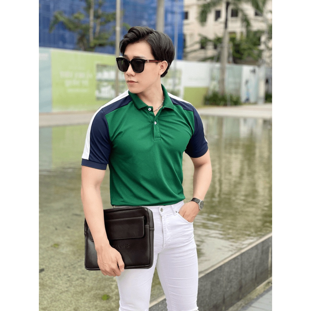 Áo polo nam phối sọc hottrend, áo cao cấp vải cá sấu size VNXK sang trọng, thời trang - NEW UNISEX