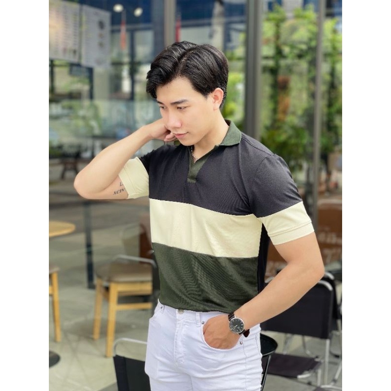 Áo polo nam phối sọc hottrend, áo cao cấp vải cá sấu size VNXK sang trọng, thời trang - NEW UNISEX