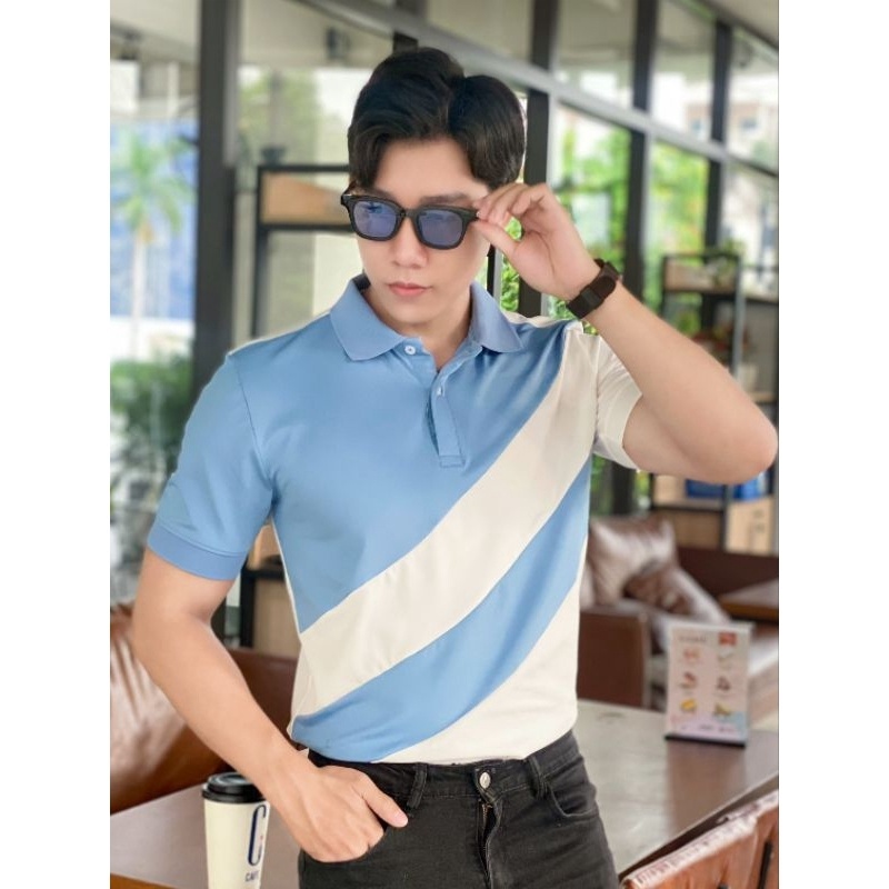 Áo polo nam phối sọc hottrend, áo cao cấp vải cá sấu size VNXK sang trọng, thời trang - NEW UNISEX