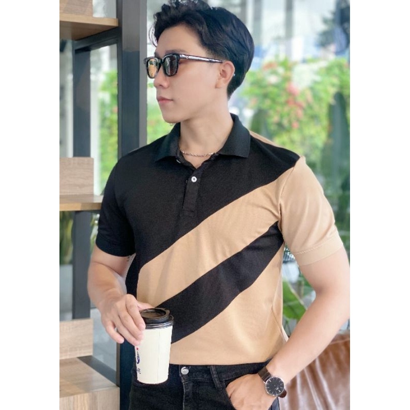 Áo polo nam phối sọc hottrend, áo cao cấp vải cá sấu size VNXK sang trọng, thời trang - NEW UNISEX