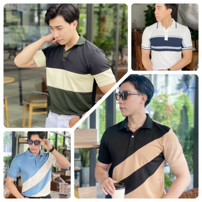 Áo polo nam phối sọc hottrend, áo cao cấp vải cá sấu size VNXK sang trọng, thời trang - NEW UNISEX