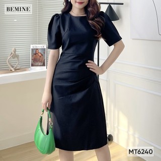 Đầm cổ tròn xếp li eo BEMINE MT6240