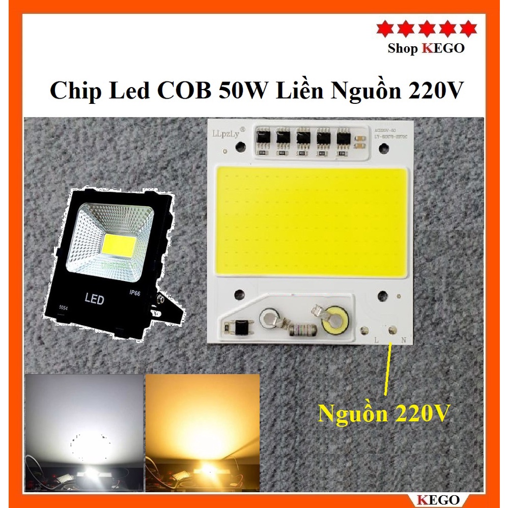 Chip Led COB 50w Liền Nguồn 220V Chất Lượng Cao [ Đã hàn sẵn đoạn dây dài 25 cm ]