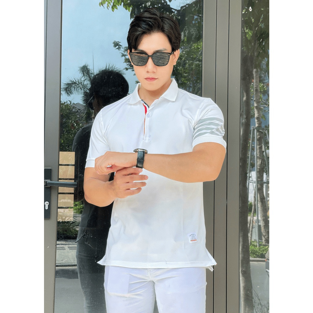 Áo thun POLO nam BASIC, PHỐI SỌC TAY ÁO HOTTREND, áo cao cấp vải cá sấu size VNXK sang trọng, thời trang - NEW UNISEX