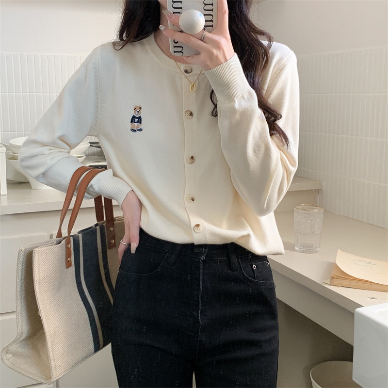 Áo Khoác Cardigan Dệt Kim Thêu Hình Gấu Phong Cách Phương Tây Thanh Lịch Thời Trang Mùa Thu Hàng Mới 2022 Dành Cho Bạn Nữ | BigBuy360 - bigbuy360.vn
