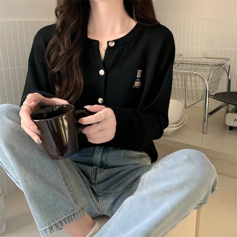 Áo Khoác Cardigan Dệt Kim Thêu Hình Gấu Phong Cách Phương Tây Thanh Lịch Thời Trang Mùa Thu Hàng Mới 2022 Dành Cho Bạn Nữ | BigBuy360 - bigbuy360.vn