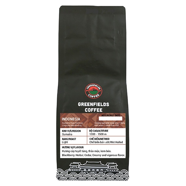 Cà phê hạt rang mộc Indonesia Sumatra Raja Harimau Lintong Mandheling 250g