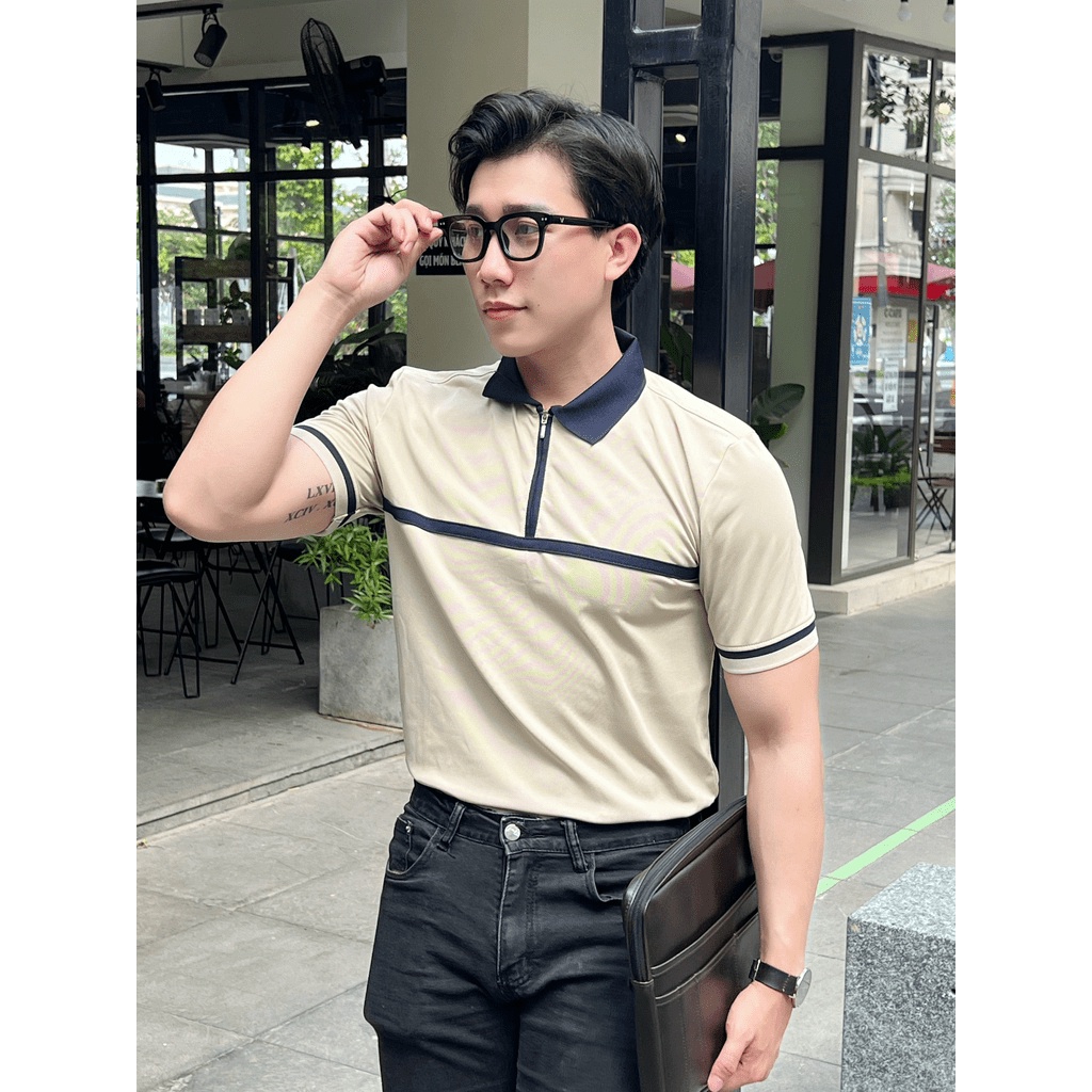 Áo polo nam PHỐI KHÓA KÉO SIÊU ĐẸP, áo cao cấp vải cá sấu size VNXK sang trọng, thời trang - NEW UNISEX
