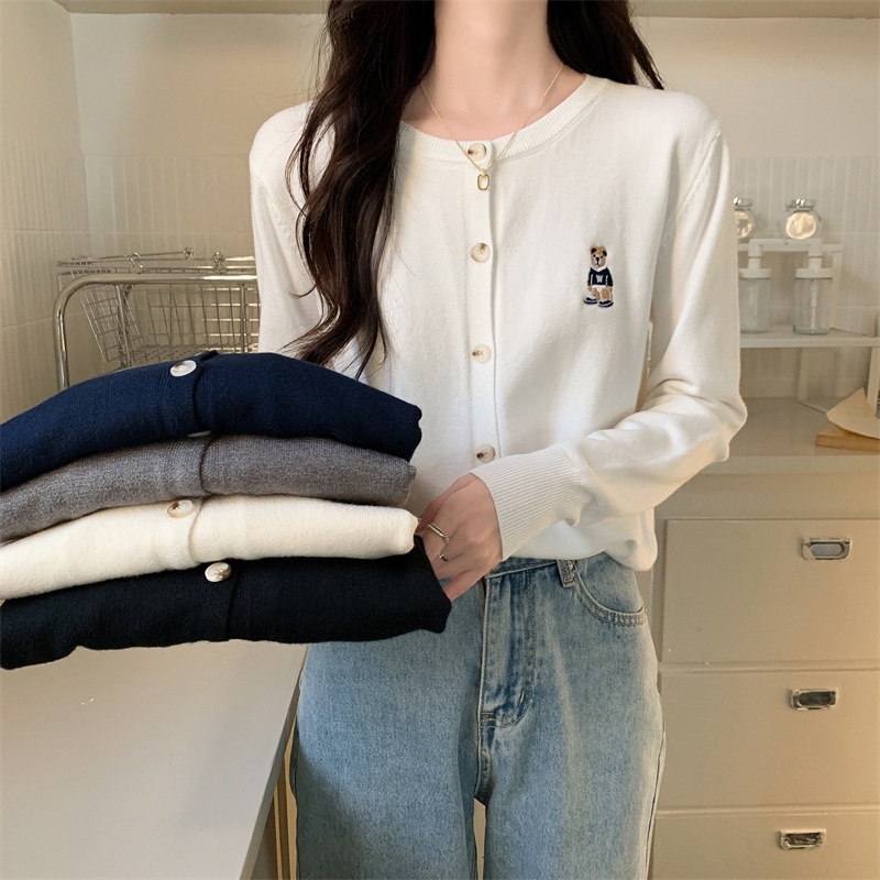 Áo Khoác Cardigan Dệt Kim Thêu Hình Gấu Phong Cách Phương Tây Thanh Lịch Thời Trang Mùa Thu Hàng Mới 2022 Dành Cho Bạn Nữ | BigBuy360 - bigbuy360.vn