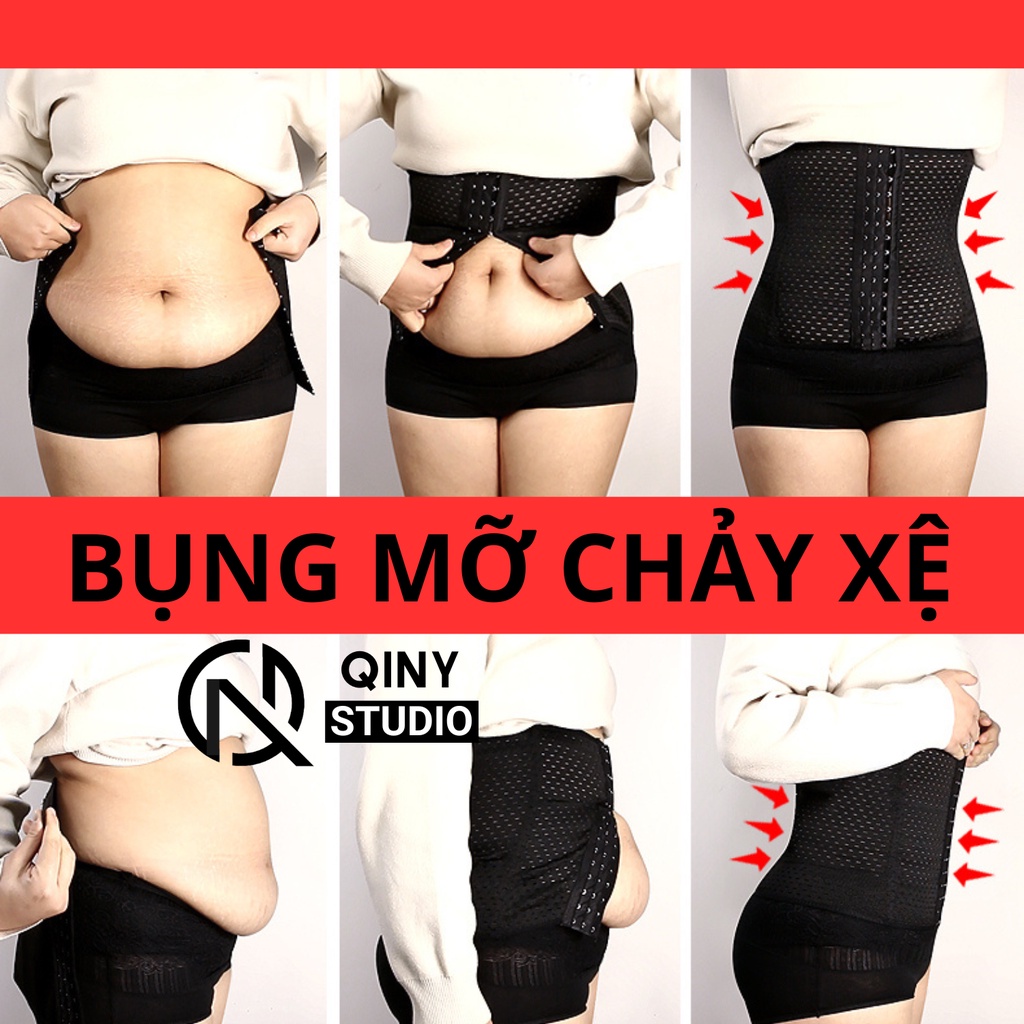Đai nịt bụng QINY STUDIO gen thông thoáng co giãn định hình chống cuộn siết eo giảm mỡ sau sinh chính hãng