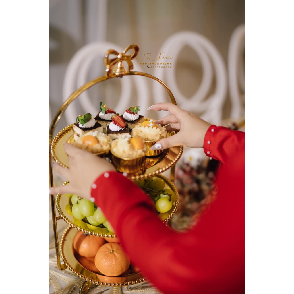 🍰 Khay Kệ Bánh Nơ 3 Tầng Đĩa Tròn  Trang Trí Tiệc, Sự Kiện, Tết 🍰