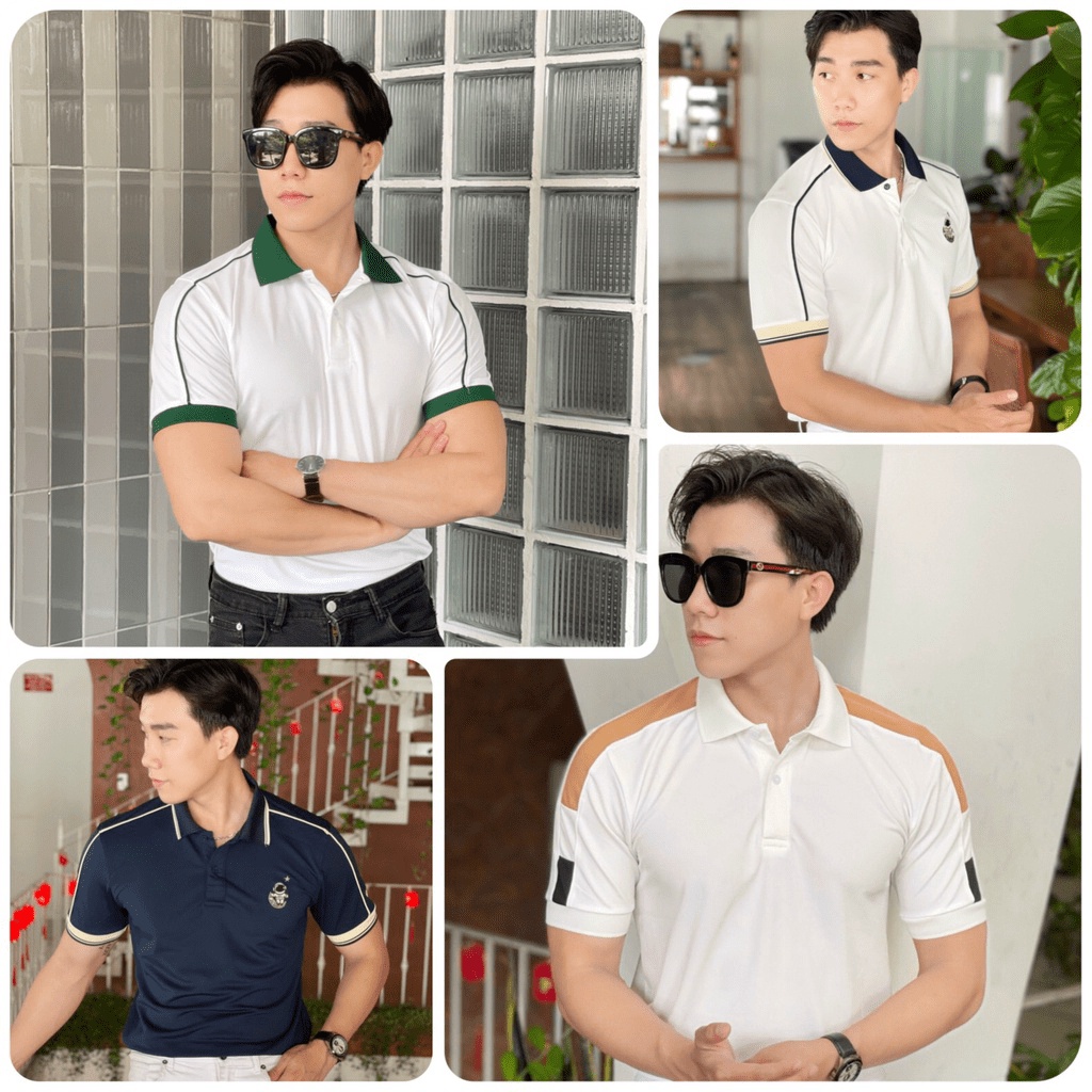 Áo polo nam phối vai, áo cao cấp vải cá sấu size VNXK sang trọng, thời trang, họa tiết cute - NEW UNISEX