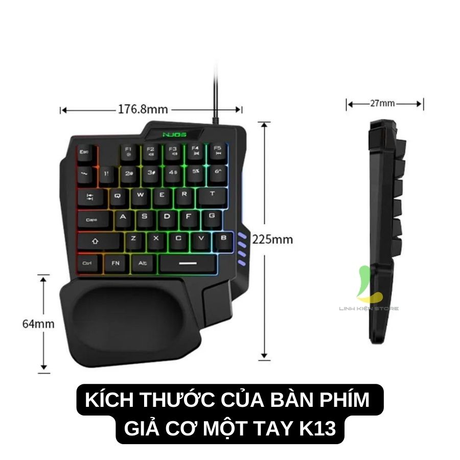 Bàn phím giả cơ một tay HOSAN nuos K13 kết nối dây USB