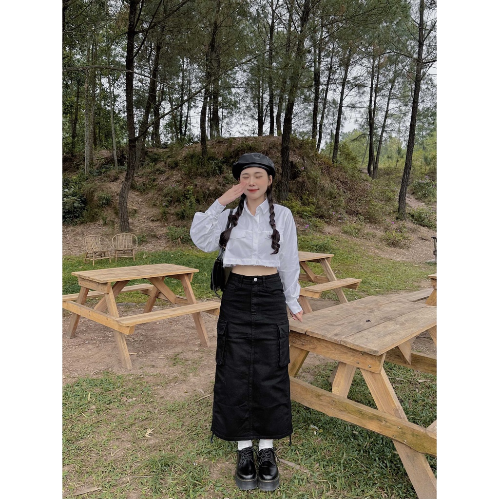 Chân Váy Chữ A Lưng Cao Phối Dây Rút Phong Cách Vintage | Miuly Skirt | Secodee
