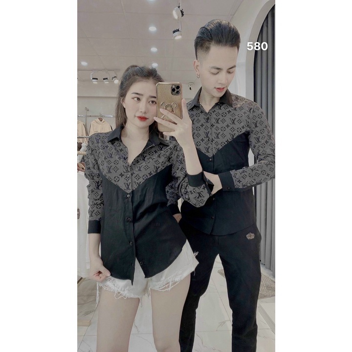 Áo Sơ mi Nam - Nữ CHẤT ĐŨI mẫu mới 2023 , IN HÌNH THƯƠNG HIỆU THỜI TRANG, Ngực chữ "V" - NEW UNISEX