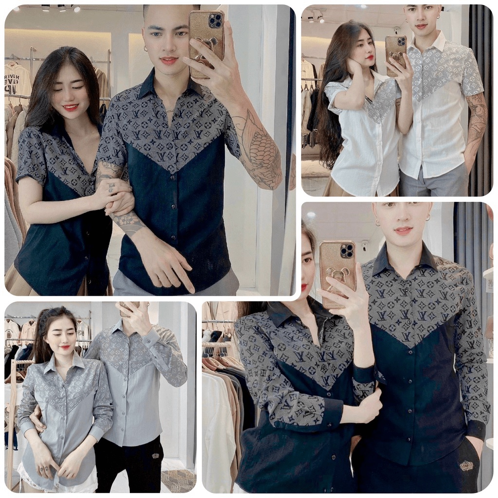 Áo Sơ mi Nam - Nữ CHẤT ĐŨI mẫu mới 2023 , IN HÌNH THƯƠNG HIỆU THỜI TRANG, Ngực chữ "V" - NEW UNISEX