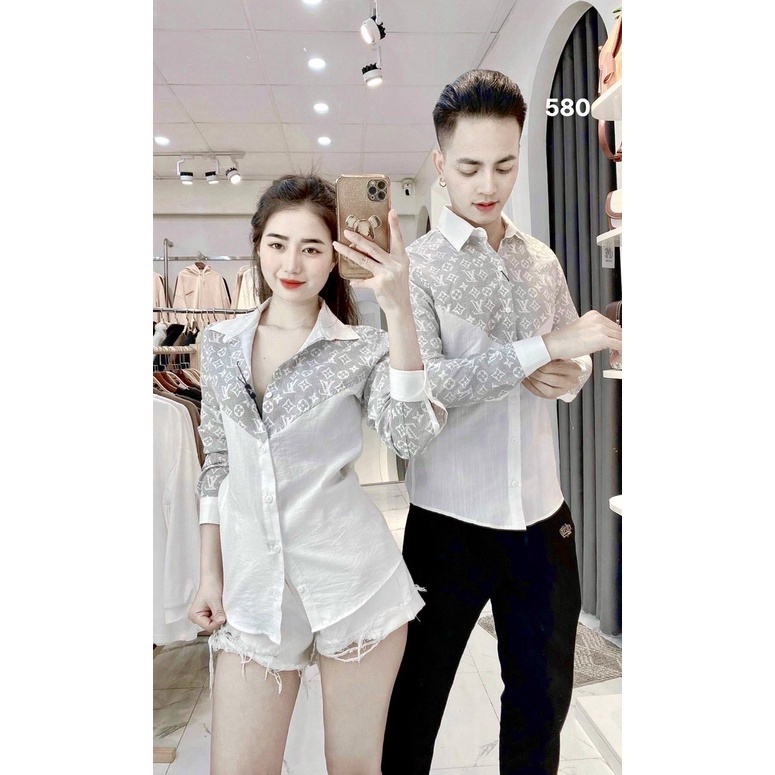 Áo Sơ mi Nam - Nữ CHẤT ĐŨI mẫu mới 2023 , IN HÌNH THƯƠNG HIỆU THỜI TRANG, Ngực chữ "V" - NEW UNISEX