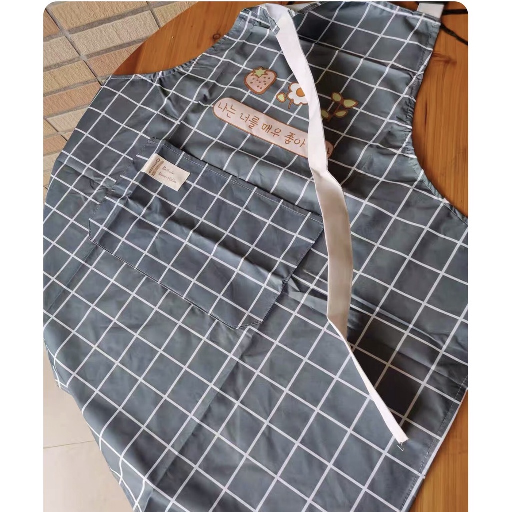 Tạp Dề Nấu Ăn Kẻ Caro Họa Tiết Dễ Thương Chống Thấm Nước Có Nút Điều Chỉnh Dây Đeo Tiện Lợi 88367 mienphivanchuyen199k