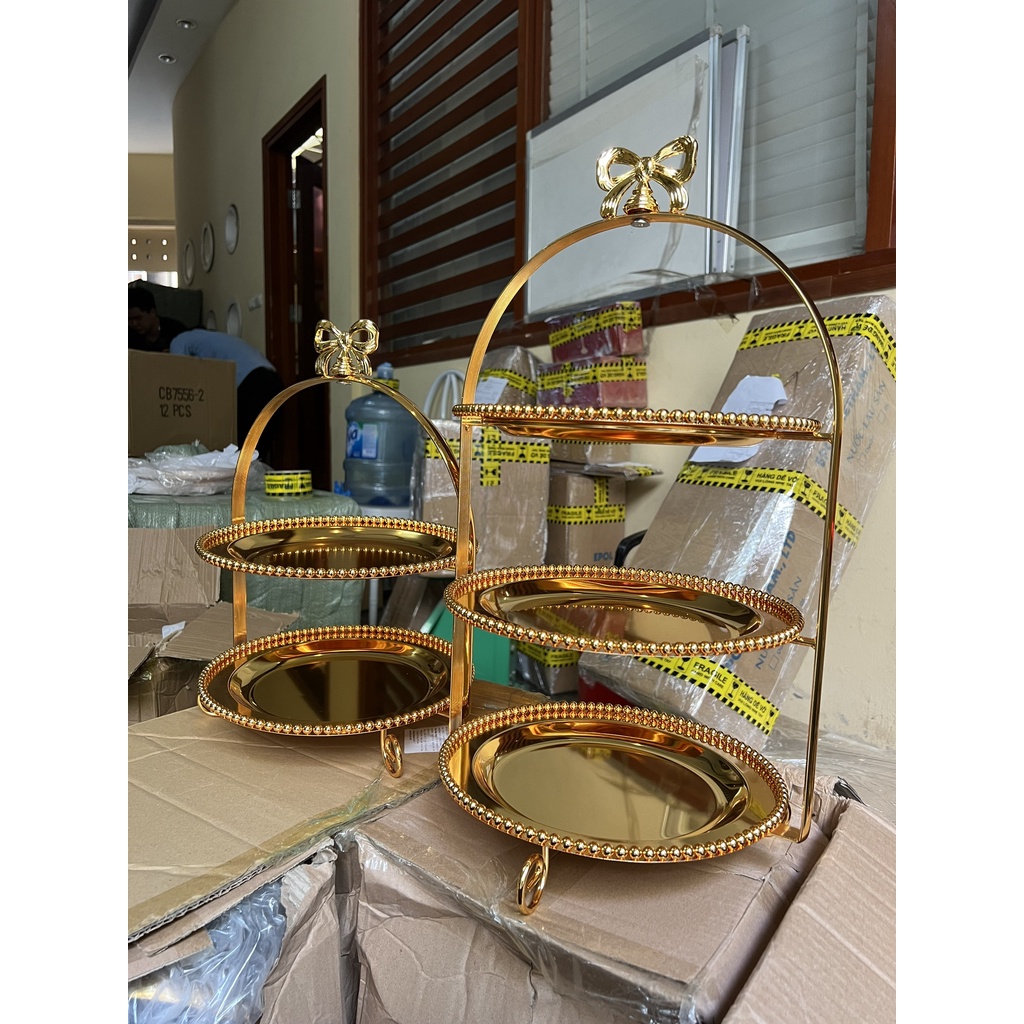 🍰 Khay Kệ Bánh Nơ 3 Tầng Đĩa Tròn  Trang Trí Tiệc, Sự Kiện, Tết 🍰