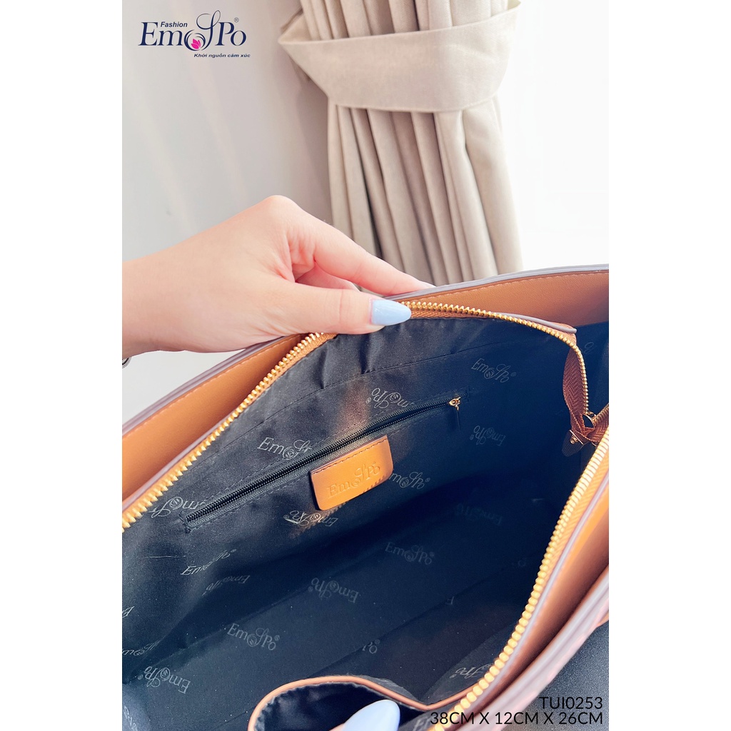 Túi da nữ công sở, 2 quai đeo, kéo khóa trên EMSPO TUI0253