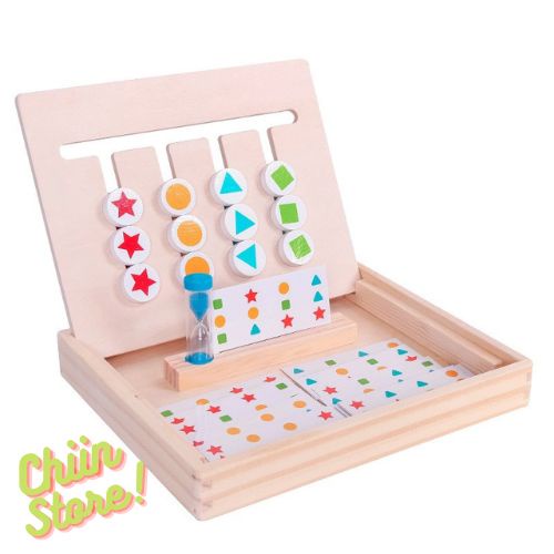 ĐỒ CHƠI TOÁN HỌC LOGIC 4 MÀU - Ghép Hình Theo Mẫu Kèm Đồng Hồ Cát- Four Color Game