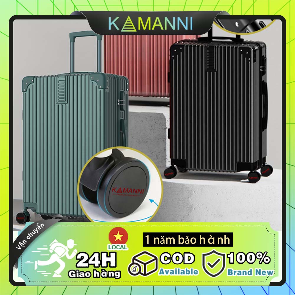 【KAMANNI】Vali du lịch size 24 khóa số an toàn vali kéo 20inches Vali nhỏ nhựa dẻo ABS chống xước