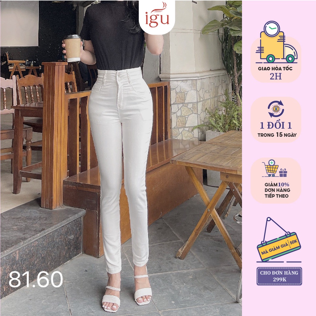 Quần jean nữ skinny IGU Lưng Cao Tôn Dáng Form Ôm 8160