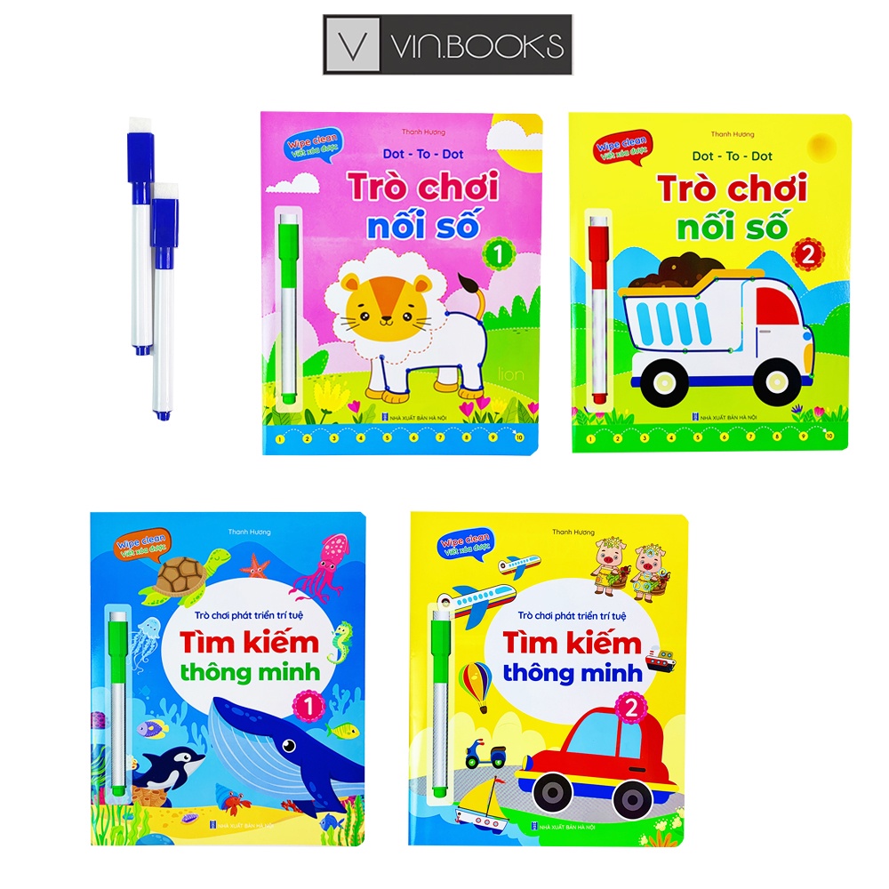 Sách - Tìm Kiếm Thông Minh, Trò Chơi Nối Số - Wipe Clean - Dành Cho Bé 2-6 Tuổi ( Bộ 4 Cuốn )