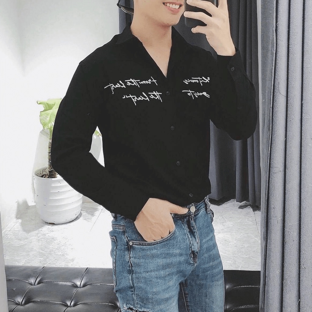 Áo Sơ mi Nam CHẤT ĐŨI, IN THÊU HOT TREND - NEW UNISEX
