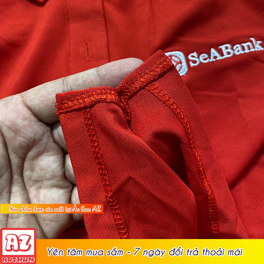 Áo thun polo nam nữ thêu logo đồng phục ngân hàng Seabank AT40