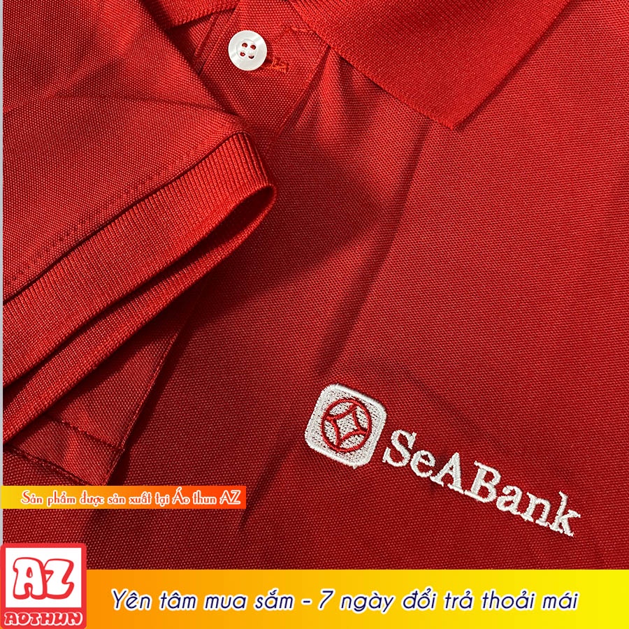 Áo thun polo nam nữ thêu logo đồng phục ngân hàng Seabank AT40
