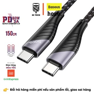 Dây sạc nhanh hoco u95,pd, qc3.0 60w, truyền dữ liệu từ type-c to type-c dây sạc dài 1.5m.
