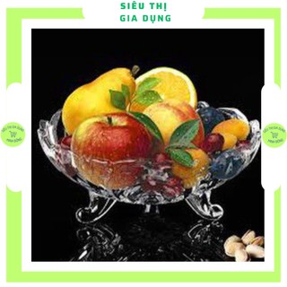 Dĩa trái cây thủy tinh 3 chân trắng - khay đựng hoa quả đĩa trái cây thố đựng trái cây
