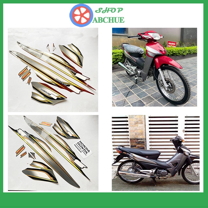 Nguyên bộ tem rời 3 lớp zin dán xe máy Honda Wave S100 Màu Đỏ , Đen