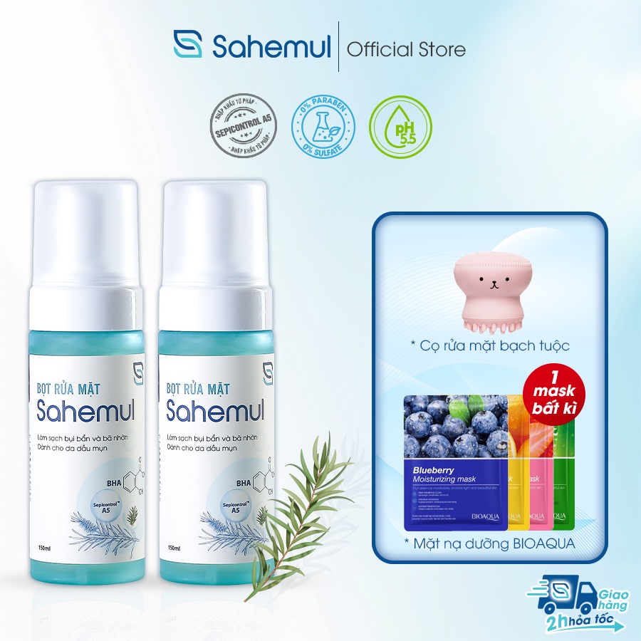Bọt Rửa Mặt Làm Sạch Sâu Êm Dịu Sahemul pH 5.5 Dành Cho Da Dầu Mụn 150ml