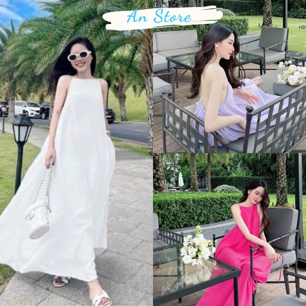 Váy Maxi Đi Biển, Đầm Babydoll Xòe Dáng Dài 2 Lớp, Kiểu Đầm Suông Sộng, Hàng Đẹp, Freesize Dưới 55kg