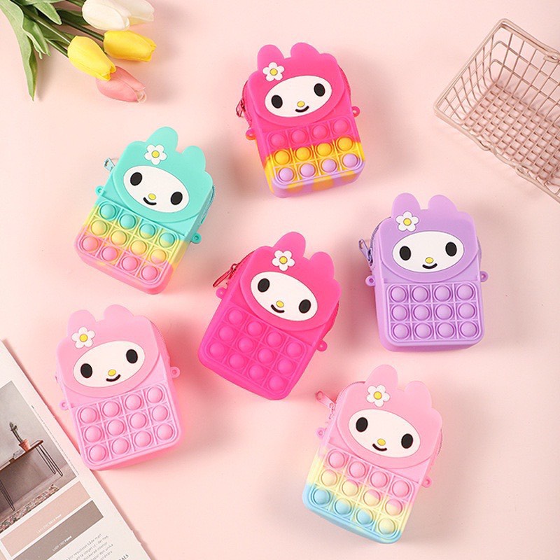 Hộp đựng bút popit hoạ tiết dễ thương cho bé, hộp bút silicon, bấm nhạy có kêu.
