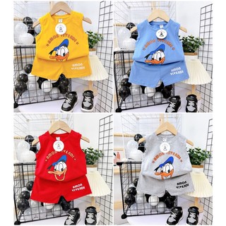 Bộ sát nách chất cotton vịt  donale dễ  thương 3 màu đỏ, xanh dương, vàng