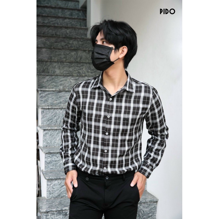 Áo Sơ Mi Nam Dài Tay Họa Tiết Caro Phong Cách Hàn Quốc Thương hiệu PIDOHOME - TABI SHOP