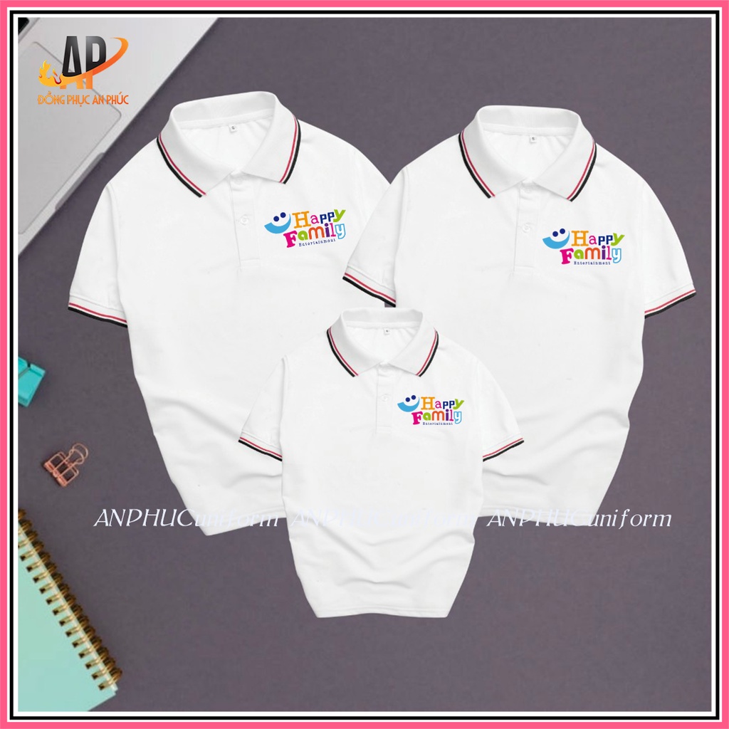 Đồng Phục Áo Thun Có Cổ Polo Nam Nữ Gia Đình 3 4 5 Người Chất Thun Poly Thái 4 Chiều Đủ Size Từ 8-100kg - Happy family