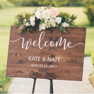 Bảng trang trí đám cưới, bảng gỗ để cổng đám cưới - welcome wedding thiết kế theo yêu cầu.