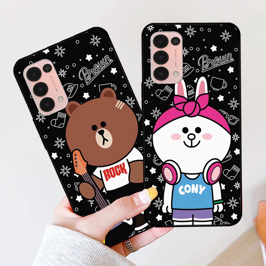 Ốp lưng Oppo Reno 5 4G / Reno 5 5G / Reno5 in hình gấu dâu losto,gấu brown, thỏ cony cute dễ thương