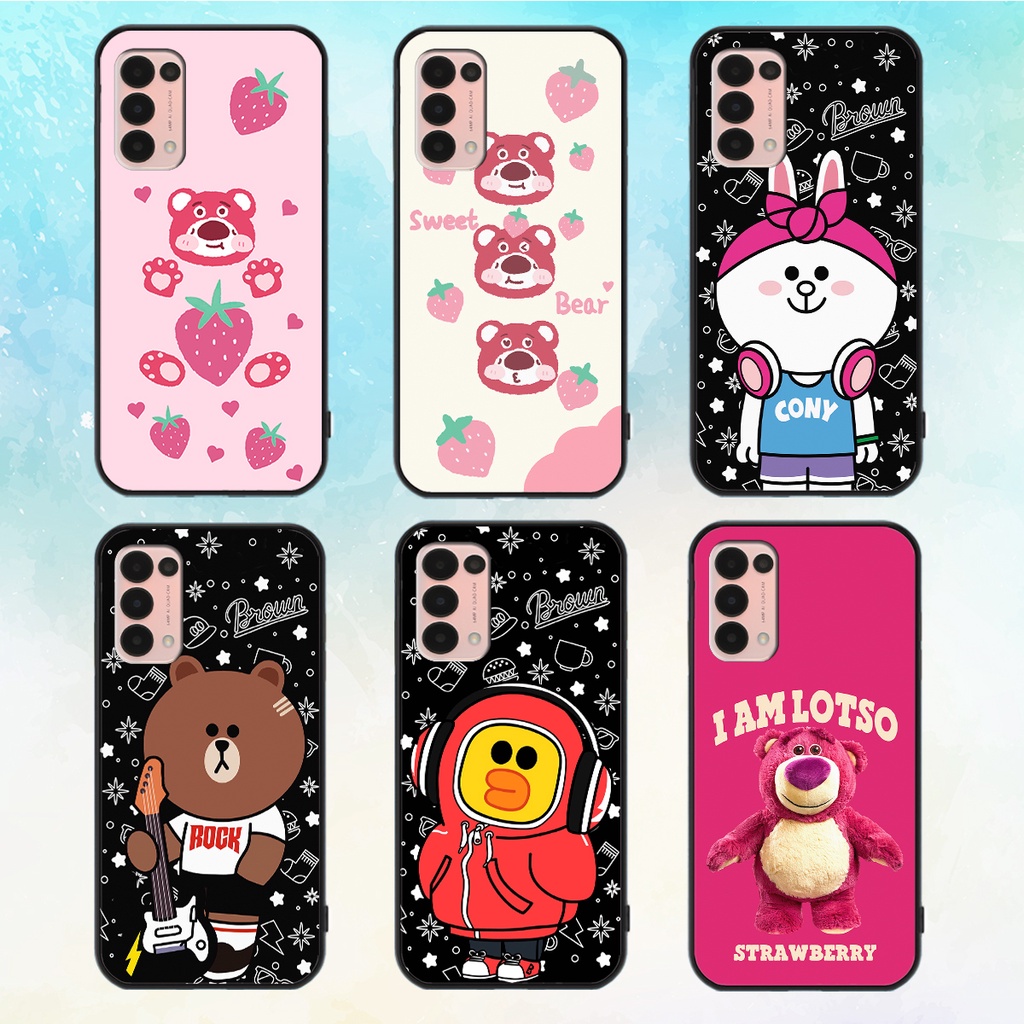 Ốp lưng Oppo Reno 5 4G / Reno 5 5G / Reno5 in hình gấu dâu losto,gấu brown, thỏ cony cute dễ thương