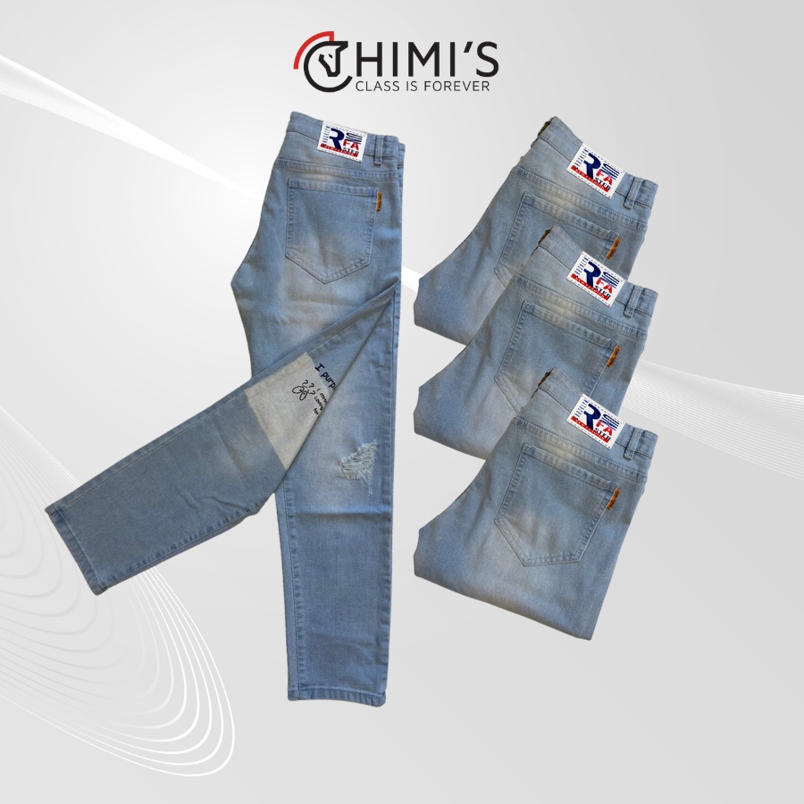Quần jean nam rách sước CHIMI-M294 quần bò nam dáng Slim Fit màu Xanh bạc vải Cotton co giãn thoáng mát dễ vận động