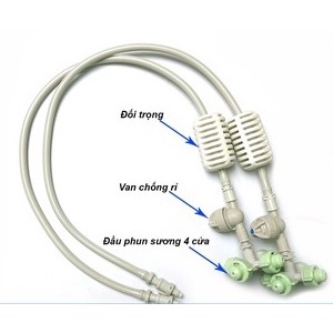 Béc phun sương 4 hướng Coolnet nhiều tùy chọn kết nối, béc phun sương tưới lan, tưới rau, cây cảnh , làm mát