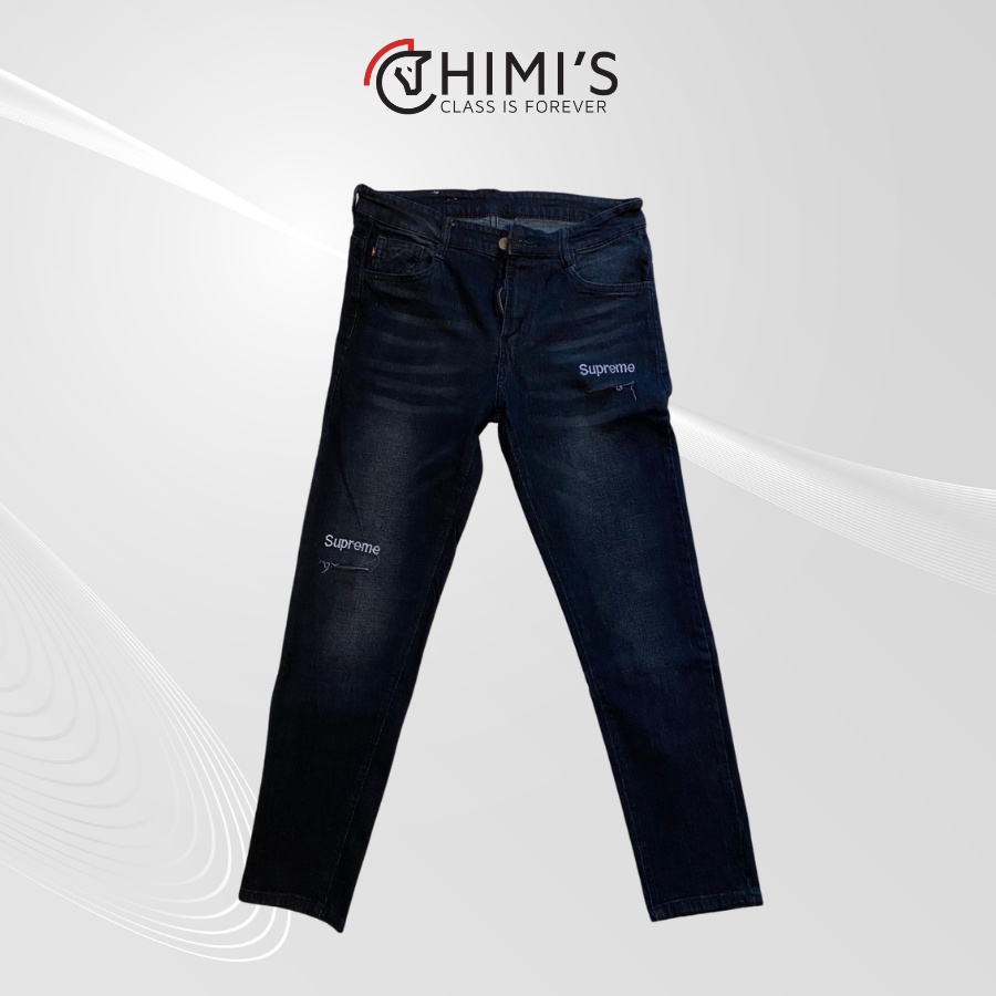 Quần jean nam rách gối sước ống CHIMI 9363 quần bò dáng Slim Fit màu Đen xám vải Cotton co giãn thoáng mát dễ vận động