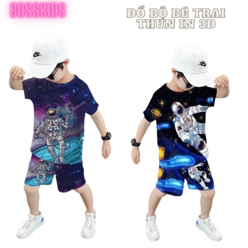 Bộ đồ bé Trai in hình 3D HOT TREND chất vải thun Thái dày mịn thoáng mát - BTL1403