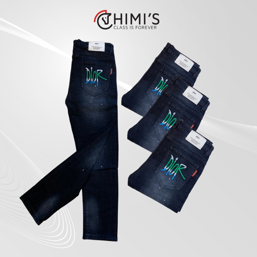 Quần jean nam rách sước CHIMI-1385 quần bò nam dáng Slim Fit màu Đen xám vải Cotton co giãn thoáng mát dễ vận động